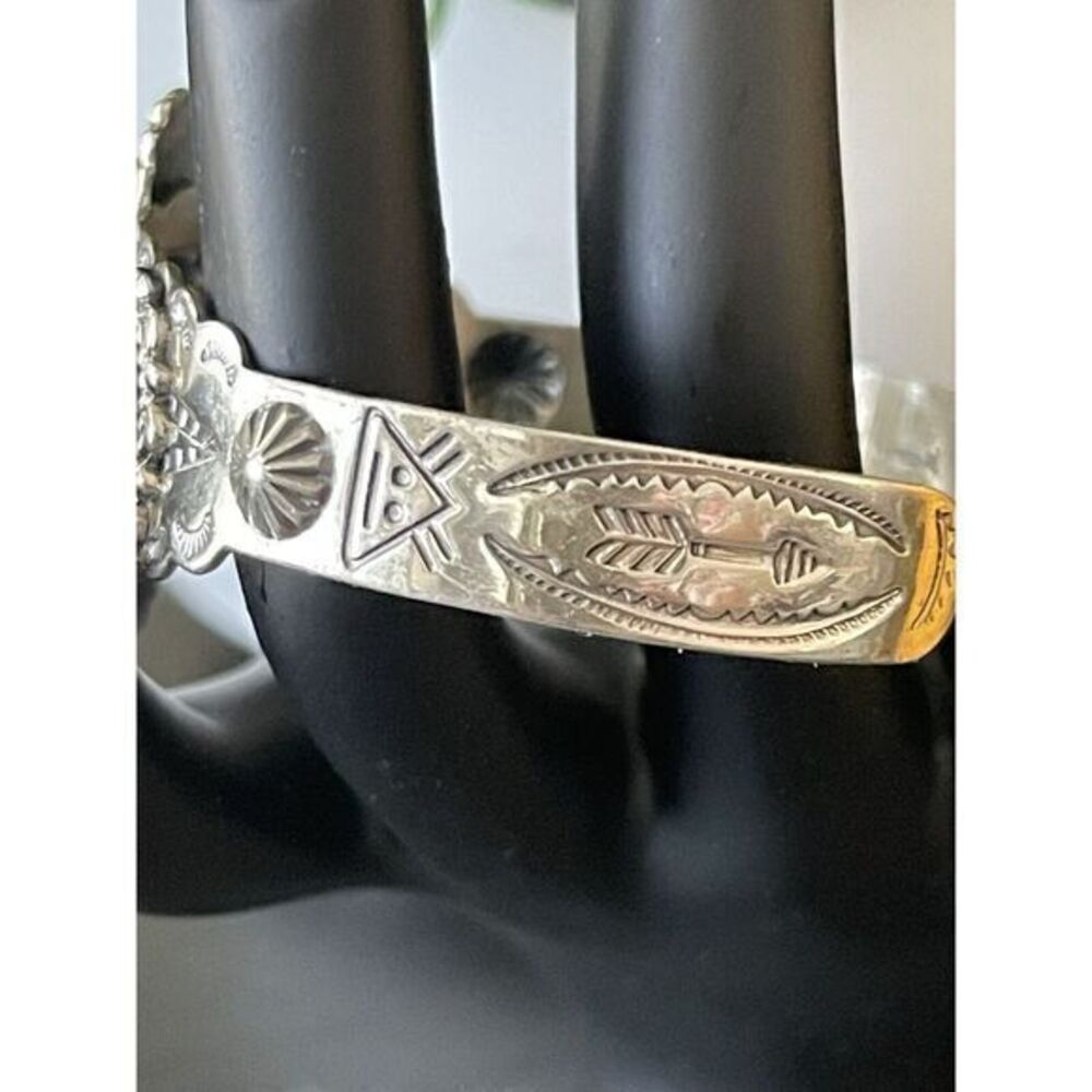 Vintage 1960's Bell Trading Post Sterling & Turquoise Cuff Bracelet - Picture 9 of 14